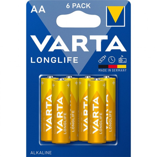 Varta 4106101436 Longlife AA (LR06) alkáli mikro ceruza elem 6db/bliszter Varta 4106101436 Longlife AA (LR06) alkáli mikro ceruza elem 6db/bliszter