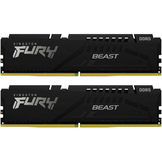 KINGSTON Fury Beast 64GB 5600MHz CL40 DIMM (Kit of 2) Black FURY Memória DDR5 KINGSTON Fury Beast 64GB 5600MHz CL40 DIMM (Kit of 2) Black FURY Memória DDR5
