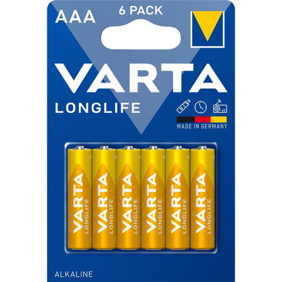 Varta 4103101416 Longlife AAA (LR03) alkáli mikro ceruza elem 6db/bliszter Varta 4103101416 Longlife AAA (LR03) alkáli mikro ceruza elem 6db/bliszter