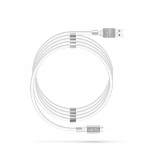 Delight USB Type-A - micro USB mágneses adarkábel, 1.2m, 2A, fehér (55446M-WH) Delight USB Type-A - micro USB mágneses adarkábel, 1.2m, 2A, fehér (55446M-WH)