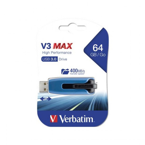 Verbatim 64GB V3 MAX kék-fekete USB 3.0 Pen Drive (49807) Verbatim 64GB V3 MAX kék-fekete USB 3.0 Pen Drive (49807)