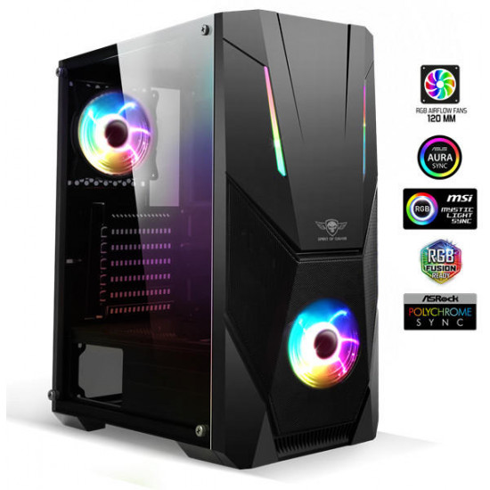 Spirit of Gamer Rogue V RGB fekete ablakos táp nélküli ház Spirit of Gamer Rogue V RGB fekete ablakos táp nélküli ház