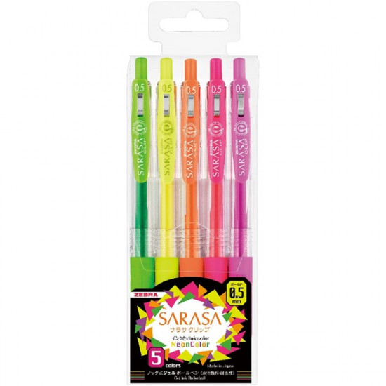 Zebra Sarasa Clip Neon 5db-os zseléstoll készlet (69440) Zebra Sarasa Clip Neon 5db-os zseléstoll készlet (69440)