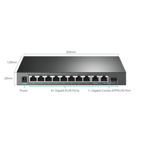 TP-LINK Switch 9x1000Mbps (8xPOE+) + 1 Gigabit kombó SFP, Fémházas Asztali, Easy Smart (TL-SG1210MPE) TP-LINK Switch 9x1000Mbps (8xPOE+) + 1 Gigabit kombó SFP, Fémházas Asztali, Easy Smart (TL-SG1210MPE)