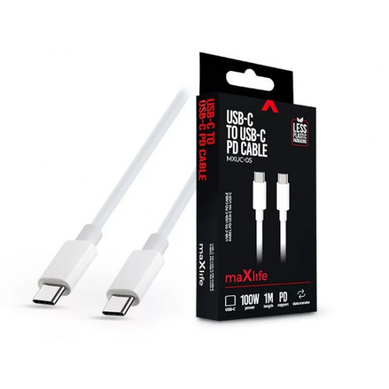 Maxlife 1m 100W Type C apa-apa fehér adat- és töltőkábel (TF-0181) Maxlife 1m 100W Type C apa-apa fehér adat- és töltőkábel (TF-0181)