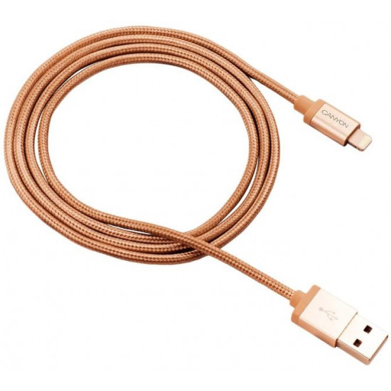 Canyon USB-Lightning fonott burkolatú kábel aranyszínű (CNS-MFIC3GO) Canyon USB-Lightning fonott burkolatú kábel aranyszínű (CNS-MFIC3GO)
