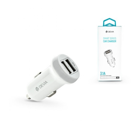Devia Dual USB szivargyújtós töltő adapter 5V/3,1A fehér (ST330810) Devia Dual USB szivargyújtós töltő adapter 5V/3,1A fehér (ST330810)