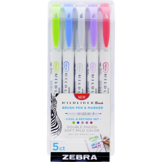 Zebra Mildliner Brush Cool&Refined 5db-os kettős végű ecset marker (79205) Zebra Mildliner Brush Cool&Refined 5db-os kettős végű ecset marker (79205)
