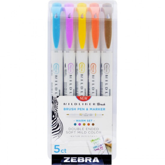Zebra Mildliner Brush Warm 5db-os kettős végű ecset marker (79305) Zebra Mildliner Brush Warm 5db-os kettős végű ecset marker (79305)