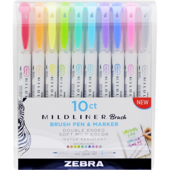 Zebra Mildliner Brush 10db-os kettős végű ecset marker (79101) Zebra Mildliner Brush 10db-os kettős végű ecset marker (79101)