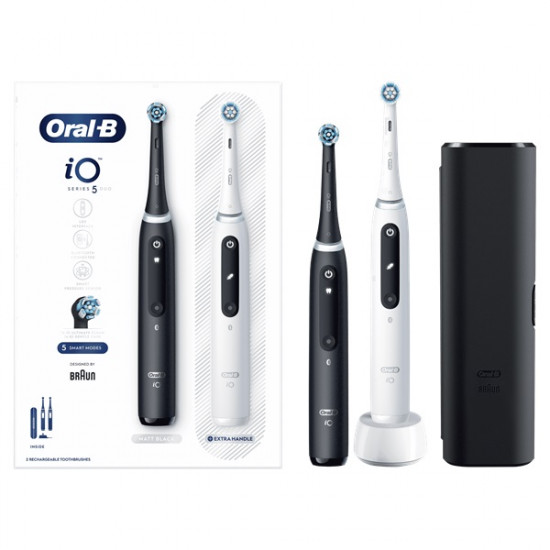 Oral-B iO Series 5 2 db-os matt fekete+fehér elektromos fogkefe szett Oral-B iO Series 5 2 db-os matt fekete+fehér elektromos fogkefe szett
