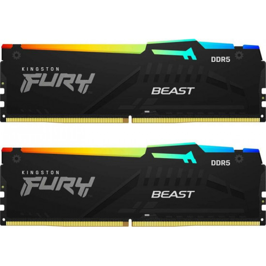 KINGSTON FURY Memória DDR5 64GB 6000MHz CL36 DIMM (Kit of 2) Beast RGB EXPO KINGSTON FURY Memória DDR5 64GB 6000MHz CL36 DIMM (Kit of 2) Beast RGB EXPO