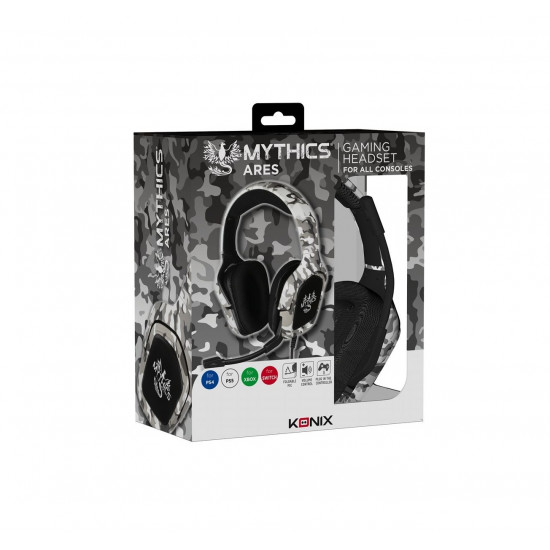 KONIX MYTHICS Ares Camo Vezetékes Gaming Stereo Mikrofonos Fejhallagtó - Fehér-terepmintás (KX-MT-ARES-UNIV)