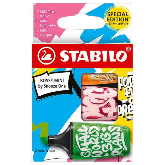 Stabilo BOSS MINI by Snooze One 3 db-os (zöld/pink/narancs) szövegkiemelő készlet Stabilo BOSS MINI by Snooze One 3 db-os (zöld/pink/narancs) szövegkiemelő készlet