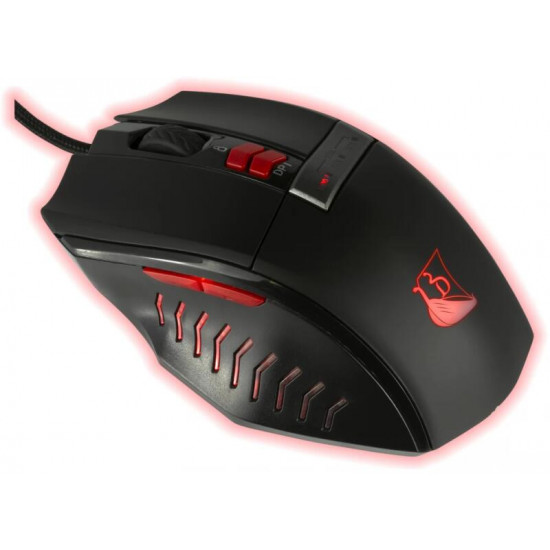 KONIX - DRAKKAR PC Runemaster Evo Egér Vezetékes Gaming 2500DPI, Fekete-Piros