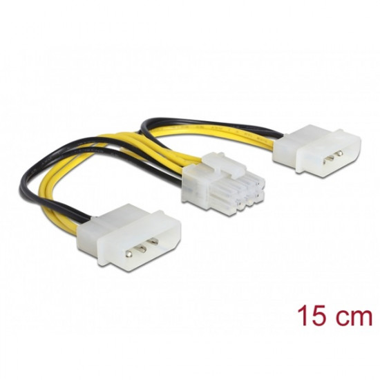 Delock tápkábel 8 pines EPS > 2 x 4 pines molex 15 cm (83410) Delock tápkábel 8 pines EPS > 2 x 4 pines molex 15 cm (83410)
