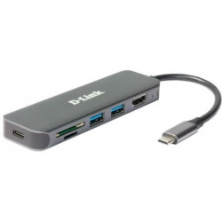 D-LINK USB-C HUB 2xUSB + 1xUSB-C +1xHDMI + 1xSD + 1xMicroSD, DUB-2327