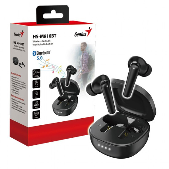Genius HS-M910BT True Wireless Bluetooth fekete fülhallgató (31710023400) Genius HS-M910BT True Wireless Bluetooth fekete fülhallgató (31710023400)