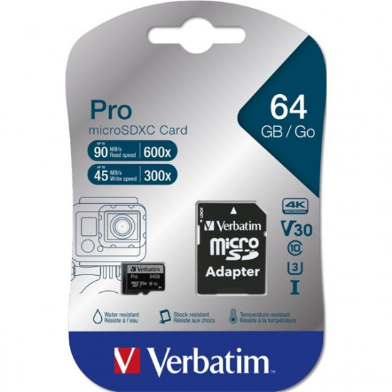 Verbatim 64GB microSDXC UHS-I Pro memóriakártya + adapter (47042) Verbatim 64GB microSDXC UHS-I Pro memóriakártya + adapter (47042)