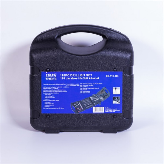 IRIS TOOLS BS-118-005 118 darabos fúróbit készlet IRIS TOOLS BS-118-005 118 darabos fúróbit készlet