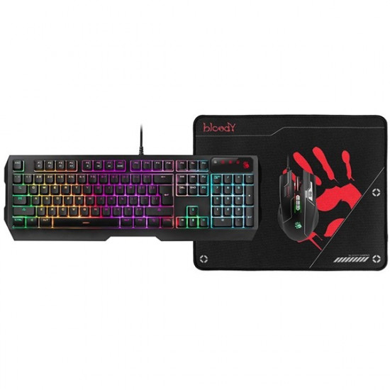 A4-Tech Bloody B1700 USB fekete gamer billentyűzet + egér + egérpad csomag A4-Tech Bloody B1700 USB fekete gamer billentyűzet + egér + egérpad csomag