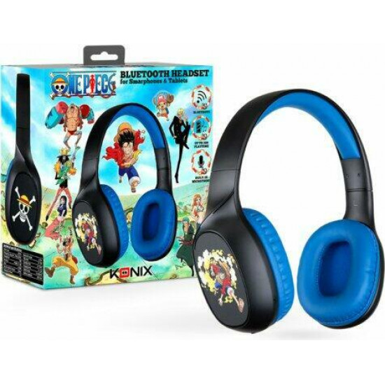 KONIX - ONE PIECE 2.0 Fejhallgató Vezeték Nélküli Bluetooth Gaming Stereo, Mikrofon, Fekete-Kék KONIX - ONE PIECE 2.0 Fejhallgató Vezeték Nélküli Bluetooth Gaming Stereo, Mikrofon, Fekete-Kék