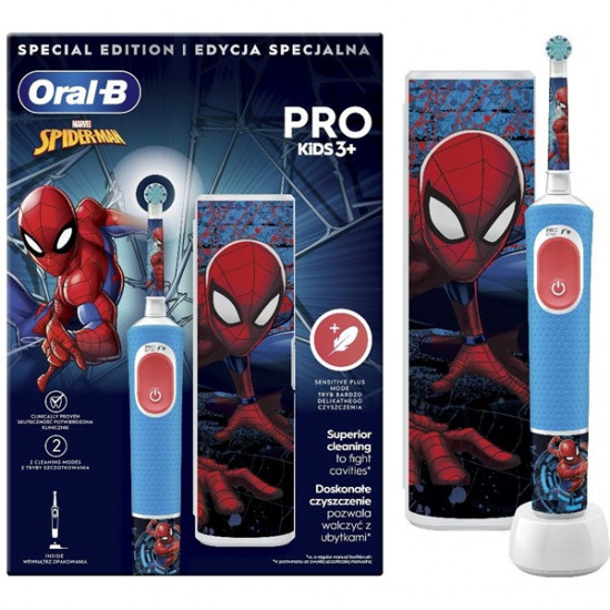 Oral-B D103 Vitality PRO Spiderman gyerek elektromos fogkefe tokkal Oral-B D103 Vitality PRO Spiderman gyerek elektromos fogkefe tokkal