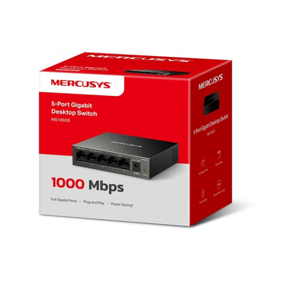 MERCUSYS MS105GS Switch 5x1000Mbps, Fémházas Asztali MERCUSYS MS105GS Switch 5x1000Mbps, Fémházas Asztali