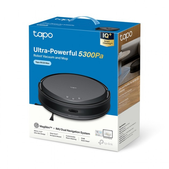 TP-LINK Robot Porszívó és Felmosó LiDAR Navigációval 5300Pa Suction MagSlim, TAPO RV20 MAX (TAPO RV20 MAX)