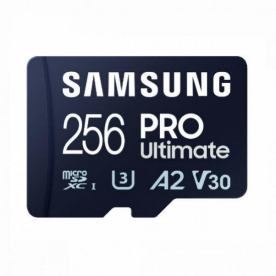 SAMSUNG Memóriakártya, PRO Ultimate microSD with Reader 256GB, Class 10, V30, A2, Grade 3 (U3), R200/W130, +Adapter SAMSUNG Memóriakártya, PRO Ultimate microSD with Reader 256GB, Class 10, V30, A2, Grade 3 (U3), R200/W130, +Adapter