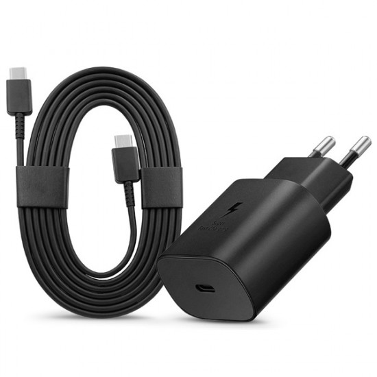 Samsung gyári hálózati töltő adapter TypeC bemenet 1,8 m TypeC kábel  25W  EPTA800EBE  EPDW767JBE  fekete ECO csom