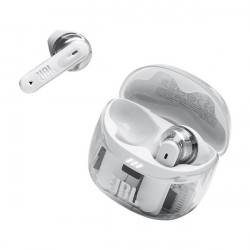 JBL TUNE FLEX 2 GHOST EDITION Bluetooth fülhallgató, tölthető 2 óra, IP45, adaptív zajcsökkentés,  térhatás, fehér (JBLTFLEX2GWHT)