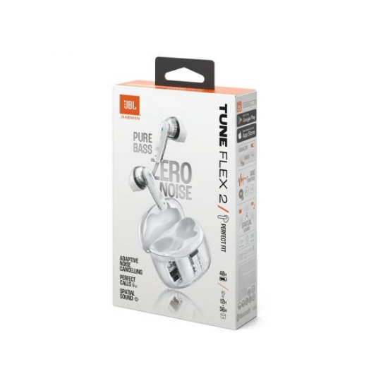 JBL TUNE FLEX 2 GHOST EDITION Bluetooth fülhallgató, tölthető 2 óra, IP45, adaptív zajcsökkentés, térhatás, fehér (JBLTFLEX2GWHT) JBL TUNE FLEX 2 GHOST EDITION Bluetooth fülhallgató, tölthető 2 óra, IP45, adaptív zajcsökkentés, térhatás, fehér (JBLTFLEX2GWHT)