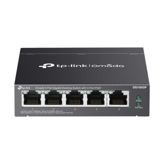 TP-LINK DS105GP Switch 5x1000Mbps(4xPOE) Fémházas (Omada) TP-LINK DS105GP Switch 5x1000Mbps(4xPOE) Fémházas (Omada)