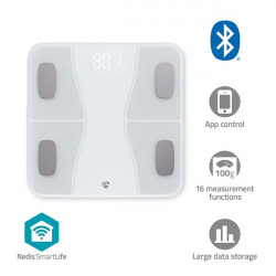 Nedis BTHPS11WT Bluetooth® okos személy mérleg, max. terhelés 180kg, Android™ / IOS
