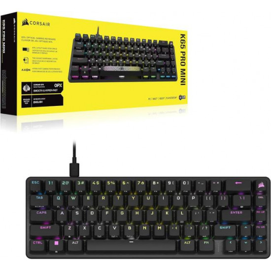 CORSAIR Vezetékes Billentyűzet Gaming, K65 PRO MINI RGB 65%, Optical-Mechanical, US, szürke CORSAIR Vezetékes Billentyűzet Gaming, K65 PRO MINI RGB 65%, Optical-Mechanical, US, szürke
