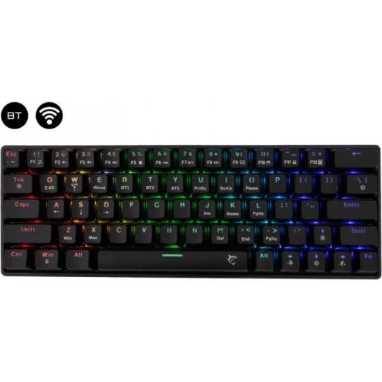 White Shark W029932 Premium KAIKEN-B/R-US vezeték nélküli mech. gamer billentyűzet, 63 piros kapcs. fekete angol (WS GK-003111B/R-US) White Shark W029932 Premium KAIKEN-B/R-US vezeték nélküli mech. gamer billentyűzet, 63 piros kapcs. fekete angol (WS GK-003111B/R-US)