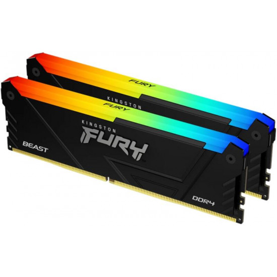 KINGSTON FURY Memória DDR4 32GB 3600MHz CL18 DIMM (Kit of 2) Beast RGB KINGSTON FURY Memória DDR4 32GB 3600MHz CL18 DIMM (Kit of 2) Beast RGB