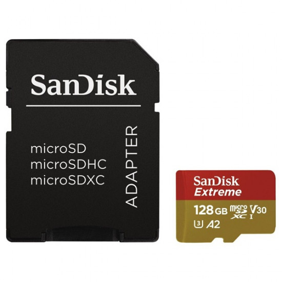SANDISK EXTREME 128GB, 190/90 MB/s, A2 C10 V30 UHS-I U3 memóriakártya SANDISK EXTREME 128GB, 190/90 MB/s, A2 C10 V30 UHS-I U3 memóriakártya