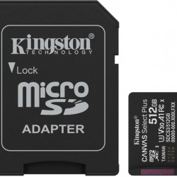 KINGSTON Canvas Select Plus Gen3 512GB 150R A1 + Adaprer Memóriakártya MicroSDXC