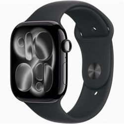 Apple Watch S11 GPS-es (46mm) kozmoszfekete alumínium tok, fekete M/L sportszíjas okosóra