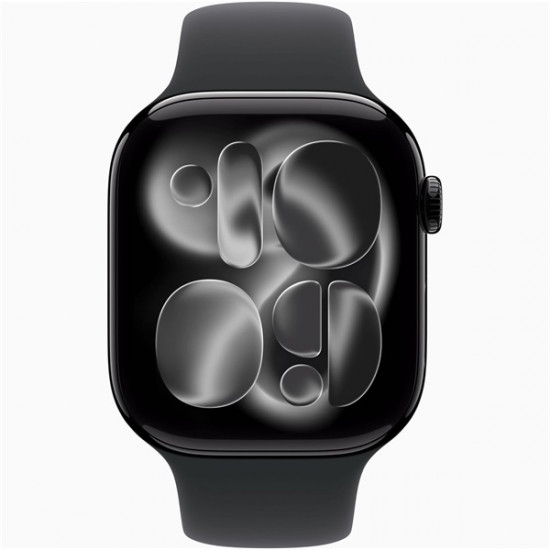 Apple Watch S11 GPS-es (46mm) kozmoszfekete alumínium tok, fekete M/L sportszíjas okosóra