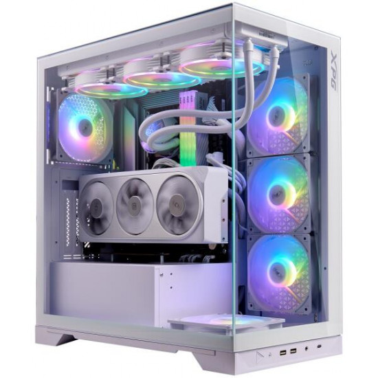 ADATA XPG Invader X, 5x120mm RGB ventilátor, Tápegység nélkül, üvegfalú, fehér Ház Midi ATX ADATA XPG Invader X, 5x120mm RGB ventilátor, Tápegység nélkül, üvegfalú, fehér Ház Midi ATX