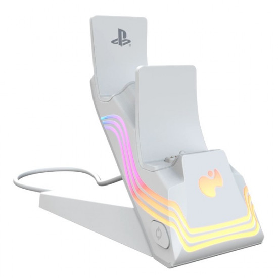 PDP 052-022-WH Afterglow Wave PlayStation 5 DualSense RGB fehér kontroller töltőállomás PDP 052-022-WH Afterglow Wave PlayStation 5 DualSense RGB fehér kontroller töltőállomás