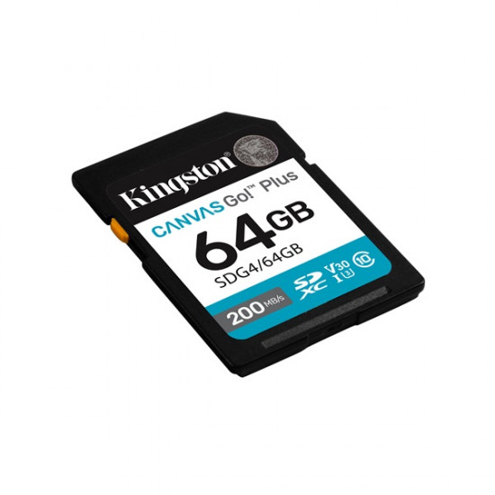 KINGSTON Canvas Go Plus 64GB Gen4 200R C10 UHS-I U3 V30 SDXC Memóriakártya KINGSTON Canvas Go Plus 64GB Gen4 200R C10 UHS-I U3 V30 SDXC Memóriakártya