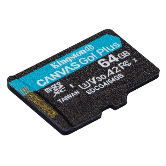 KINGSTON Canvas Go Plus 64GB MicroSDXC Gen4 200R A2 U3 V30 Memóriakártya Adapter nélkül