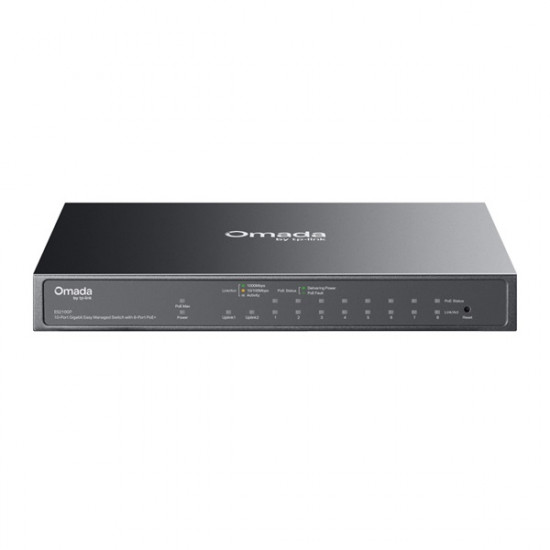 TP-LINK ES210GP Switch 9x1000Mbps (8xPOE+) +1xGigabit SFP kombó Fémházas Easy Smart (Omada)