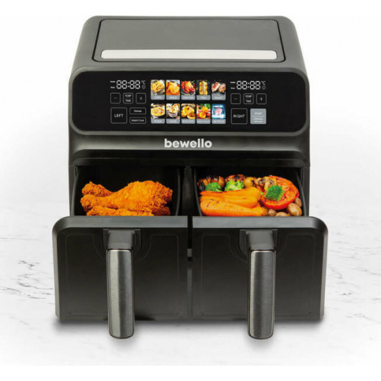 KE-Bewello XXL dupla kosaras Olaj nélküli fritőz - Airfryer 4+4 L KE-Bewello XXL dupla kosaras Olaj nélküli fritőz - Airfryer 4+4 L