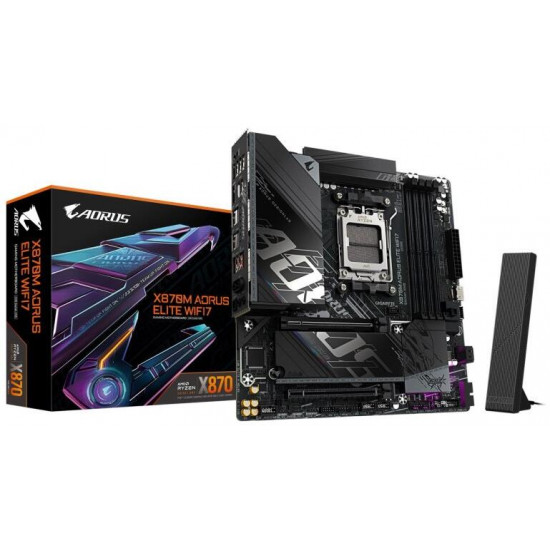 GIGABYTE X870M AORUS ELITE WIFI7 AMD X870, mATX Alaplap AM5 GIGABYTE X870M AORUS ELITE WIFI7 AMD X870, mATX Alaplap AM5