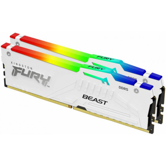 KINGSTON FURY Beast 64GB 6000MT/s CL30 DIMM (Kit of 2) White RGB EXPO Memória DDR5 KINGSTON FURY Beast 64GB 6000MT/s CL30 DIMM (Kit of 2) White RGB EXPO Memória DDR5